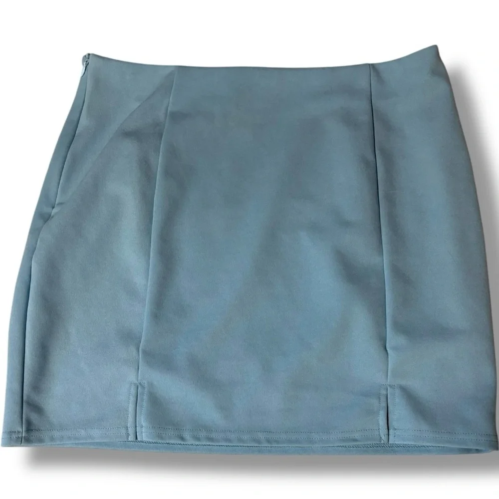 SHEIN Light Blue A-line Pencil Bodycon High Waisted Mini Skirt with Slit